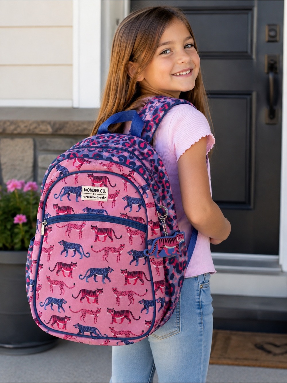 Wonder Co. x Crocodile Creek Pink& Blue Leopard Print Kids Backpack